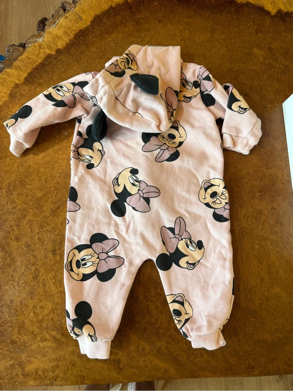 H&M x Disney Minnie Mouse Hooded Fleece Romper | Baby Girl 4–6 Months | EUC